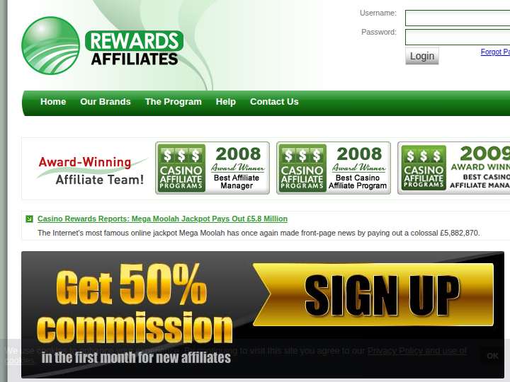 Rewards Affiliates website preview