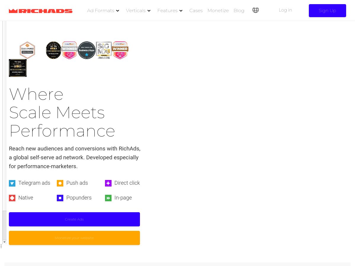 RichAds website preview