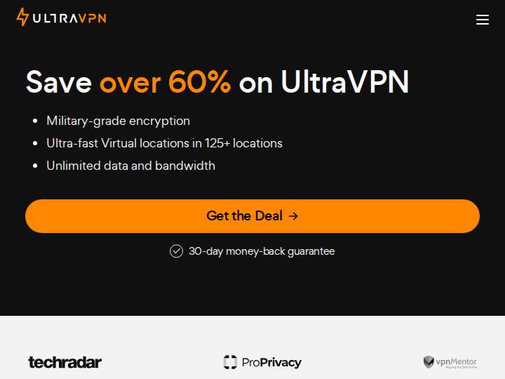 UltraVPN website preview