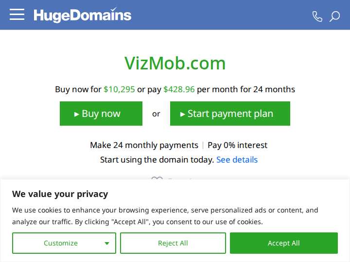 Vizmob website preview